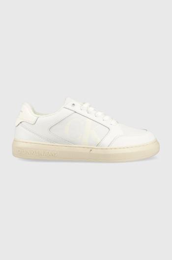 Kožené tenisky Calvin Klein Jeans YM0YM00573 CASUAL CUPSOLE LTH-PU MONO biela farba