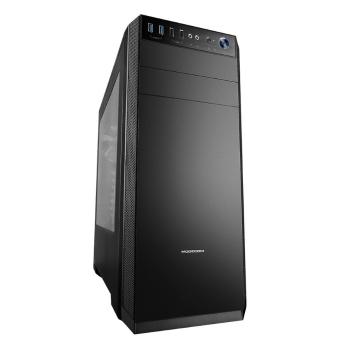 Modecom PC herná skriňa OBERON PRE BLACK MIDI, 2x USB 3.0, 2x USB 2.0, audio HD, čierna, bez zdroja