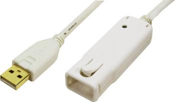 LogiLink #####USB-Kabel USB 2.0 #####USB-A Stecker, #####USB-A Buchse 12.00 m biela pozlátené kontakty, UL certifikácia