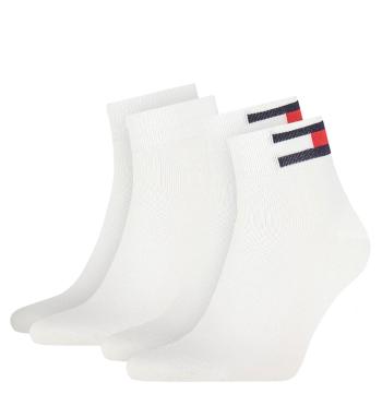 TOMMY HILFIGER - 2PACK TH flag biele quarter ponožky-43-46