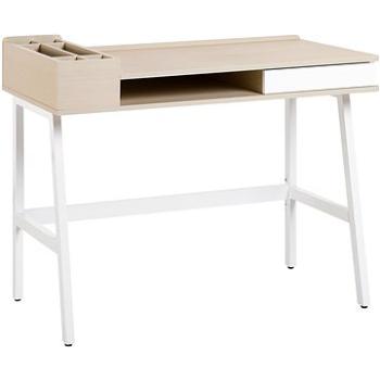 Písací stôl 100 × 55 cm biela/prírodná PARAMARIBO, 121757 (beliani_121757)