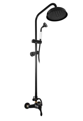 SLEZAK-RAV - RAV - Vodovodná batéria sprchová LABE s hlavovou a ručnou sprchou, Farba: čierna matná / zlato, Rozmer: 150 mm L081.5/3CMATZ