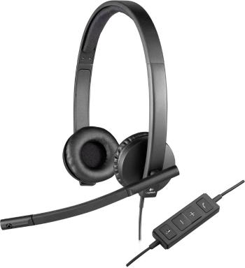 Logitech H570e headset k PC s USB káblový cez uši čierna