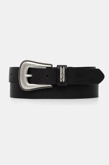 Kožený opasok Pepe Jeans MILDRED BELT dámsky, čierna farba, PL020852