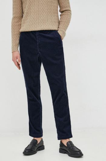 Manšestrové nohavice Polo Ralph Lauren pánske, tmavomodrá farba, rovné
