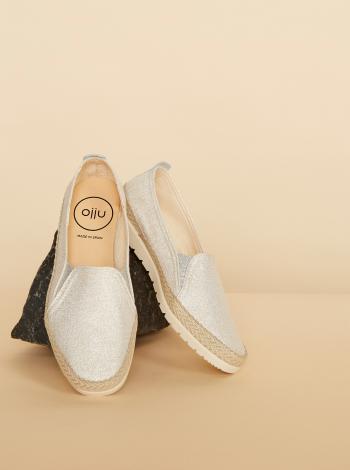 Espadrilky, slip on pre ženy OJJU - strieborná