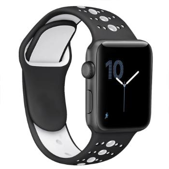 BStrap Silicone Sport remienok na Apple Watch 42/44/45mm, Black White (SAP007C12)