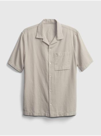 Košeľa linen-cotton button-front shirt Béžová