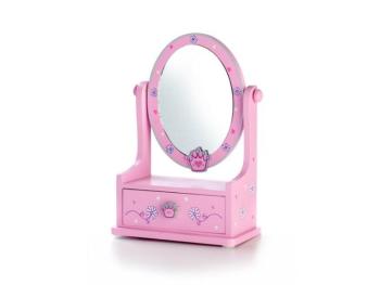Teddies Zrcadlo šperkovnice zásuvka dřevo 16 2x24 2x8 5cm asst 3 barvy v krabici