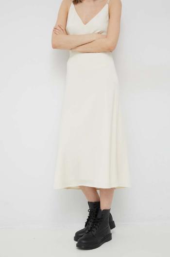 Sukňa Calvin Klein béžová farba, maxi, rovný strih