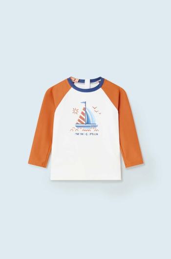 Tričko s dlhým rukávom pre bábätká Mayoral oranžová farba, s potlačou