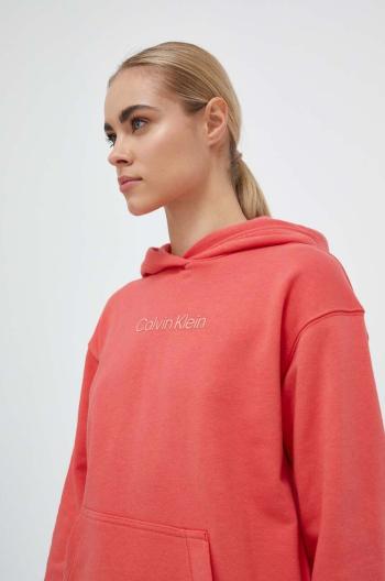 Tepláková mikina Calvin Klein Performance Essentials oranžová farba, s kapucňou, jednofarebná