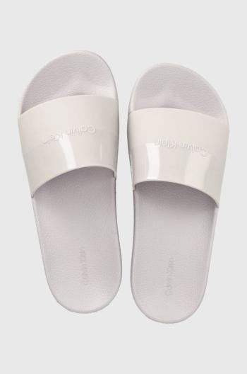 Šľapky Calvin Klein POOL SLIDE dámske, fialová farba, HW0HW01783