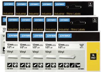 Páska do štítkovača DYMO 18444 (10x) (S0718600 (10x)), 12 mm, IND RHINO, 5,5 m, čierna / biela, 10 ks
