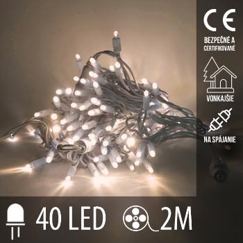 Vianočná LED svetelná reťaz vonkajšia na spájanie - 40LED - 2M Teplá Biela