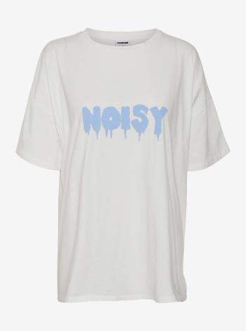 Biele voľné tričko s nápisom Noisy May Mida