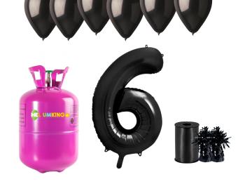 HeliumKing Hélium párty set na 6. narodeniny s čiernymi balónmi