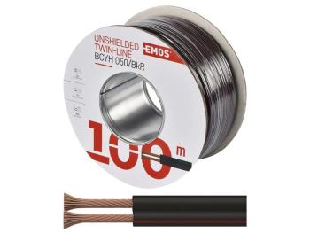 EMOS Dvojlinka nestíněná 2x0,50mm černo/rudá, 100m 2308205050