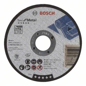 Bosch Accessories  2608603524 rezný kotúč rovný  115 mm 22.23 mm 1 ks