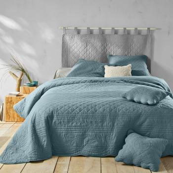 Blancheporte Jednofarebná prešívaná prikrývka na posteľ Cassandre modrosivá prehoz 220x240cm