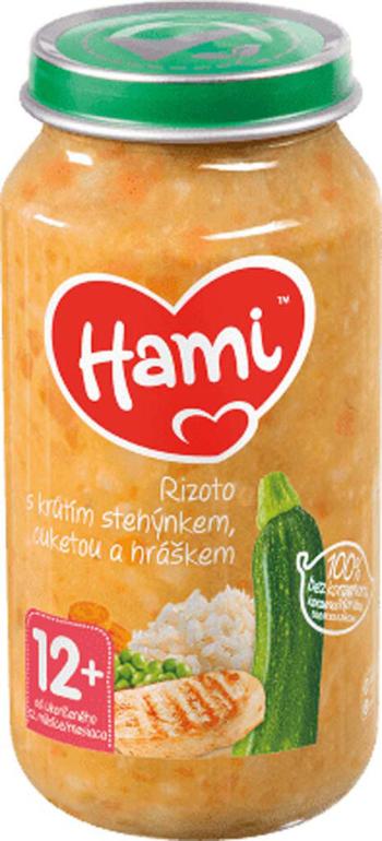 Hami rizoto s krůtím cuketou a hráš.250 g,HAMI Príkrm mäsovo-zeleninový Rizoto s morčacími stehienkami, cuketou a hráškom 250g