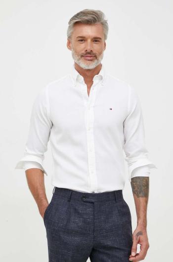 Košeľa Tommy Hilfiger pánska, biela farba, slim, s golierom button-down