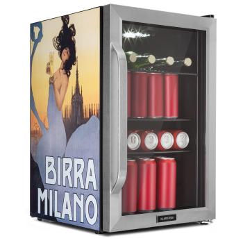 Klarstein Beersafe 70 Birra Milano Edition, chladnička, 70 litrov, 3 police, panoramatické sklenené dvere, nehrdzavejúca oceľ