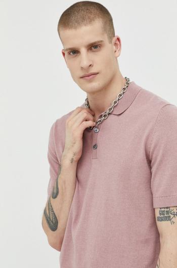 Sveter Jack & Jones JJEEMIL pánsky, ružová farba