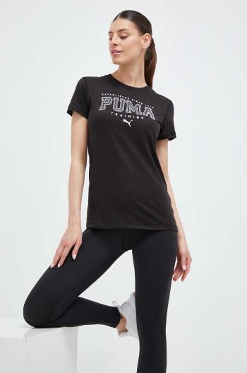 Tréningové tričko Puma Graphic Tee Fit čierna farba