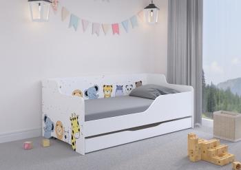 Detská posteľ s chrbtom LILU 160 x 80 cm - ZOO  MINI  posteľ + úložný priestor A - ľavá strana (zábrana)