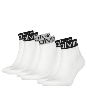 CALVIN KLEIN - 3PACK CK biele quarter ponožky s logom-UNI