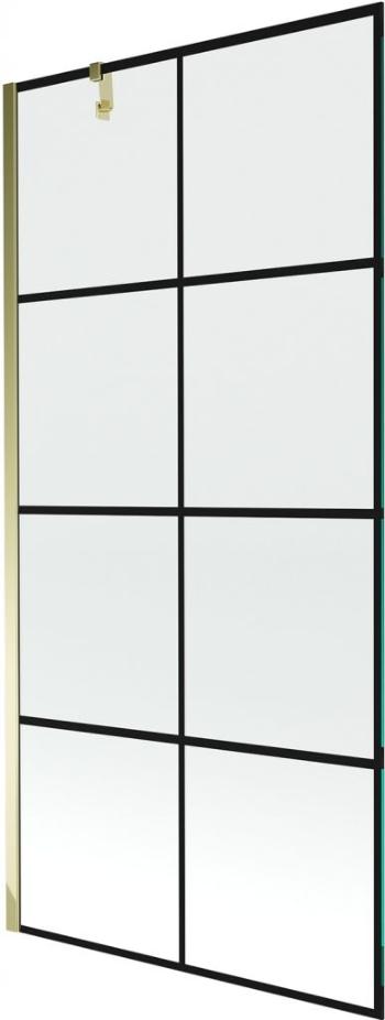 MEXEN/S - Next vaňová zástena FIX 90x150 cm, čierny dekor, zlato 895-090-000-00-77-50