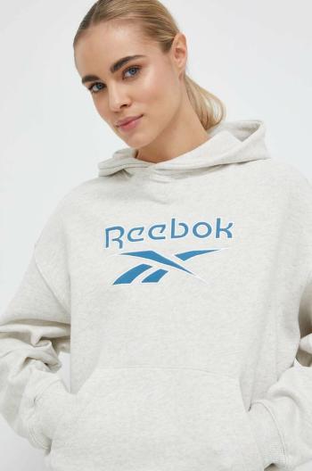 Bavlnená mikina Reebok Classic Archive Big Logo dámska, béžová farba, s kapucňou, s potlačou