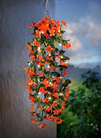 Solárna závesná dekorácia Magické kvety, oranžová
