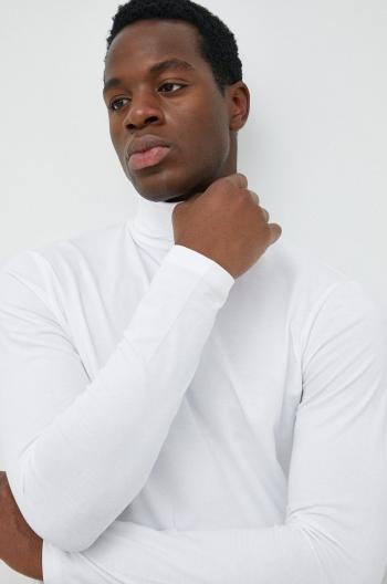 Tričko s dlhým rukávom Selected Homme pánske, biela farba, jednofarebné