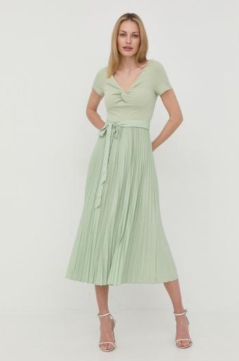 Šaty Guess zelená farba, midi, áčkový strih