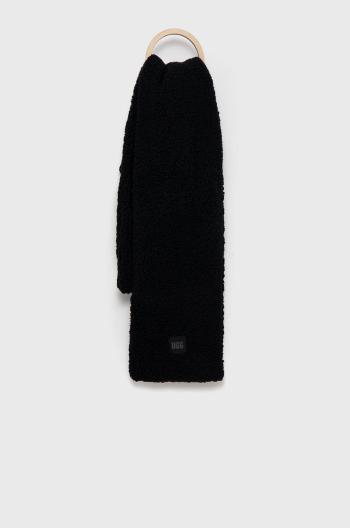 Šál UGG dámsky, čierna farba, jednofarebný