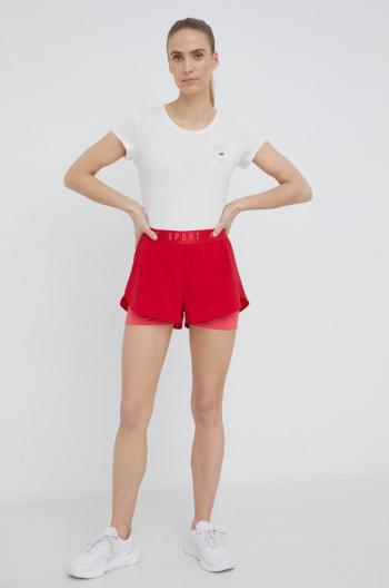 Tréningové šortky 4F dámske, červená farba, jednofarebné, stredne vysoký pás