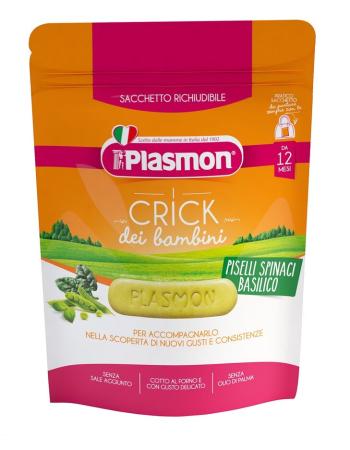 PLASMON Sušienky zeleninové Crick špenát, hrášok a bazalka 100 g, 12m+