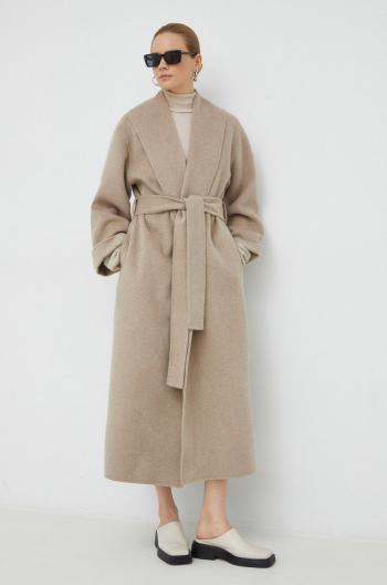 Vlnený kabát By Malene Birger Trullem béžová farba, prechodný,