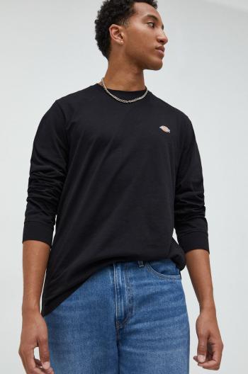 Bavlnené tričko s dlhým rukávom Dickies čierna farba, s potlačou