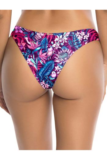 Modro-fuchsiové kvetované plavkové nohavičky brazílskeho strihu Cheeky Brazilian Cut Bikini Rio