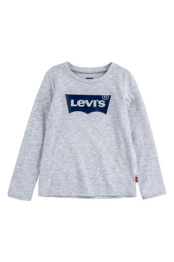 Detské tričko s dlhým rukávom Levi's šedá farba