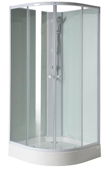AQUALINE - AIGO Štvrťkruhová sprchová zástena 900x900x2040mm, biely profil, číre sklo YB93