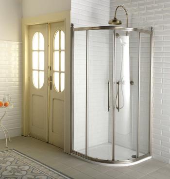 GELCO - ANTIQUE štvrťkruhová sprchová zástena 900x900mm, 2 dvere, číre sklo, bronz GQ5290C