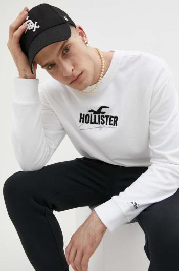 Mikina Hollister Co. pánska, biela farba, vzorovaná