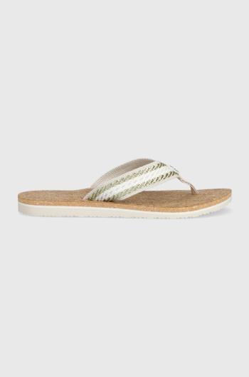 Žabky Tommy Hilfiger TH CORK SANDAL dámske, biela farba, na plochom podpätku, FW0FW07145