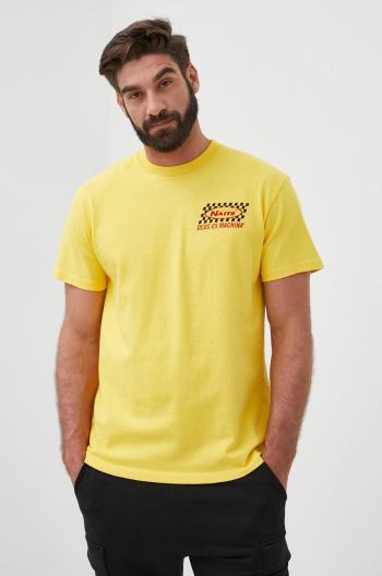 Bavlnené tričko Deus Ex Machina žltá farba, s potlačou