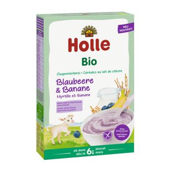 HOLLE BIO Kaša s kozím mliekom, čučoriedkami a banánom pre deti od 6. mesiaca, 200 g