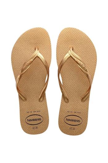 Žabky Havaianas FANTASIA GLOSS dámske, zlatá farba, na plochom podpätku, 4145643.0570